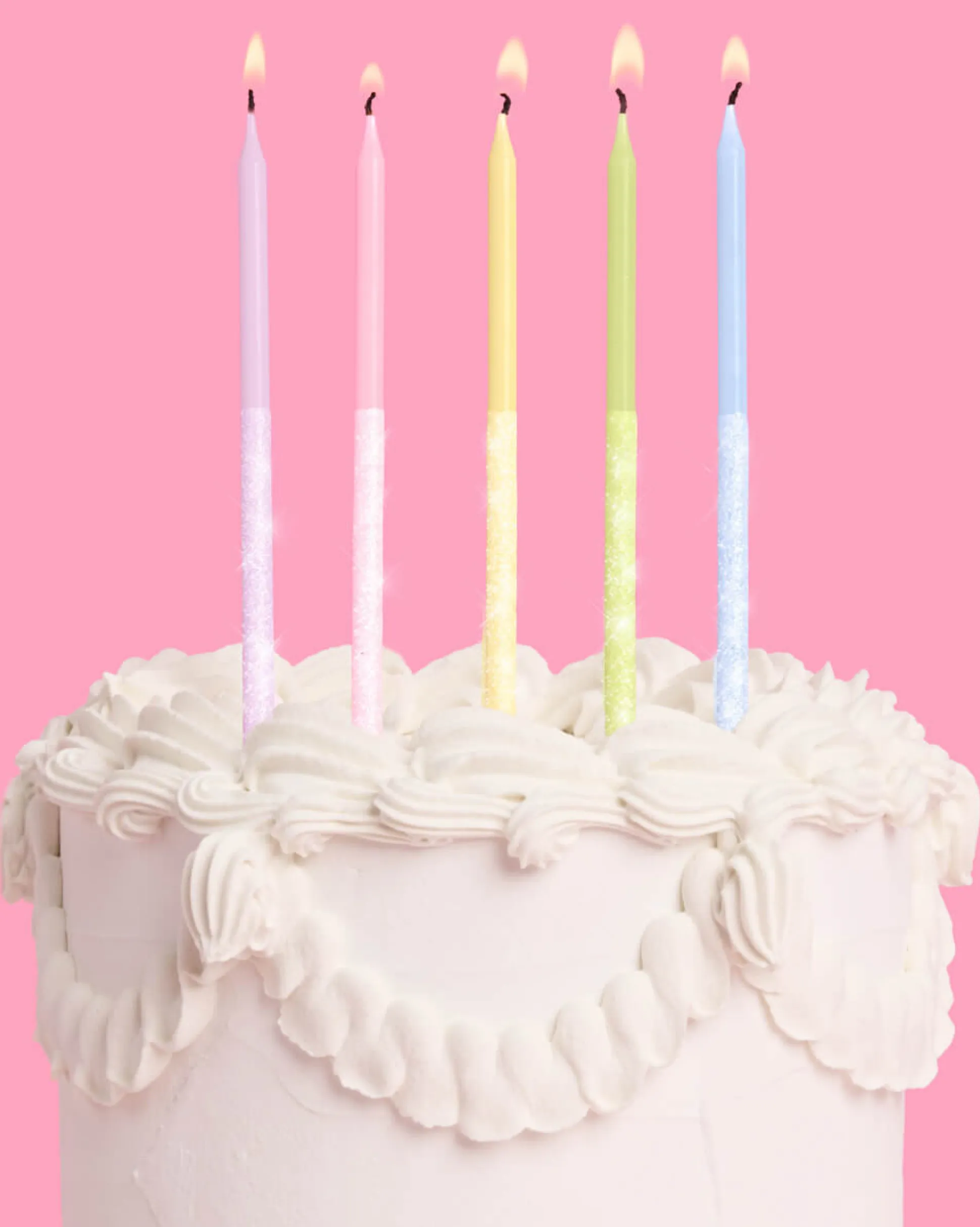 Pastel Glitter Candles - 10 glitter candles