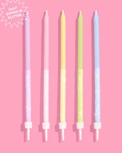 Pastel Glitter Candles - 10 glitter candles