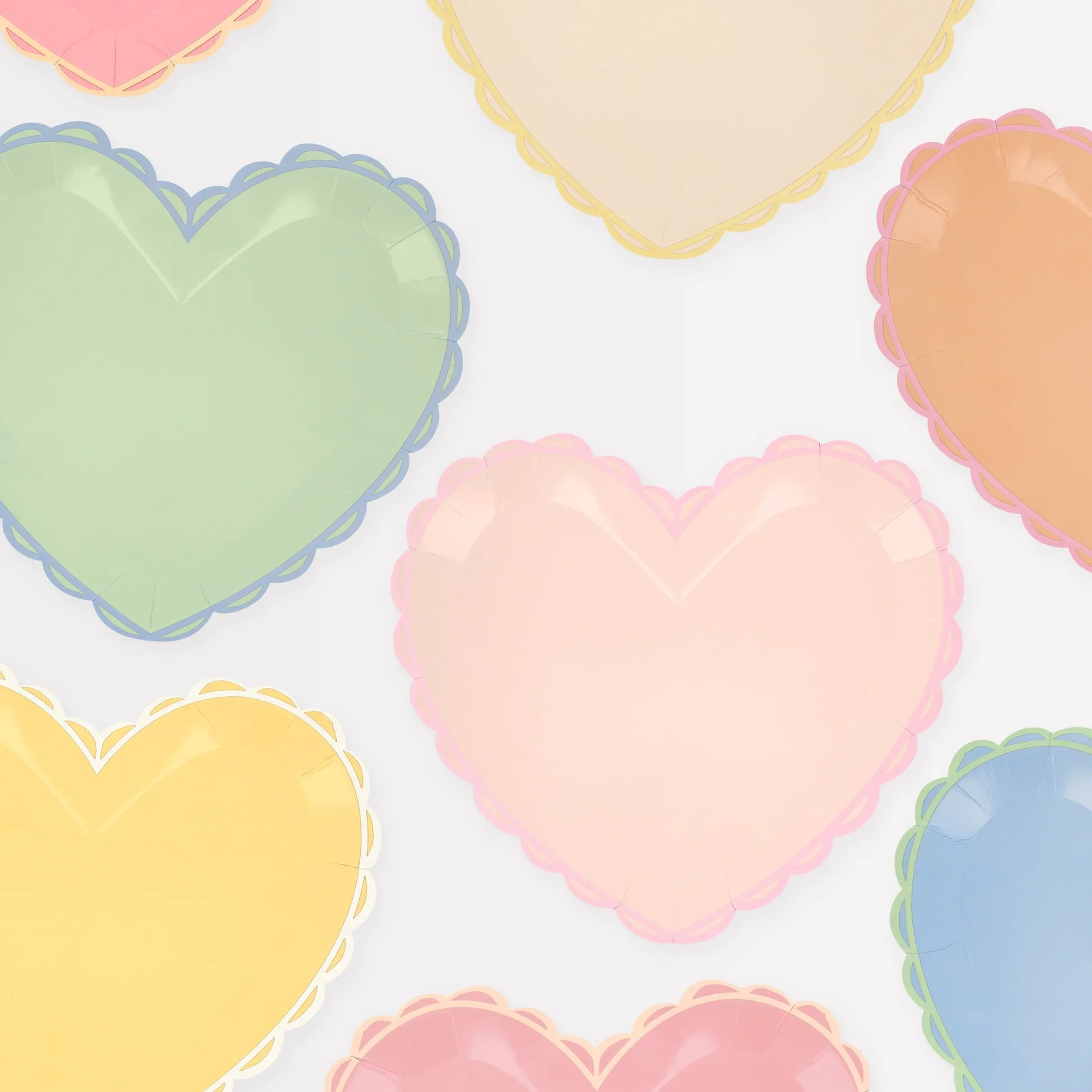 Pastel Heart Large Plates, Pack of 8