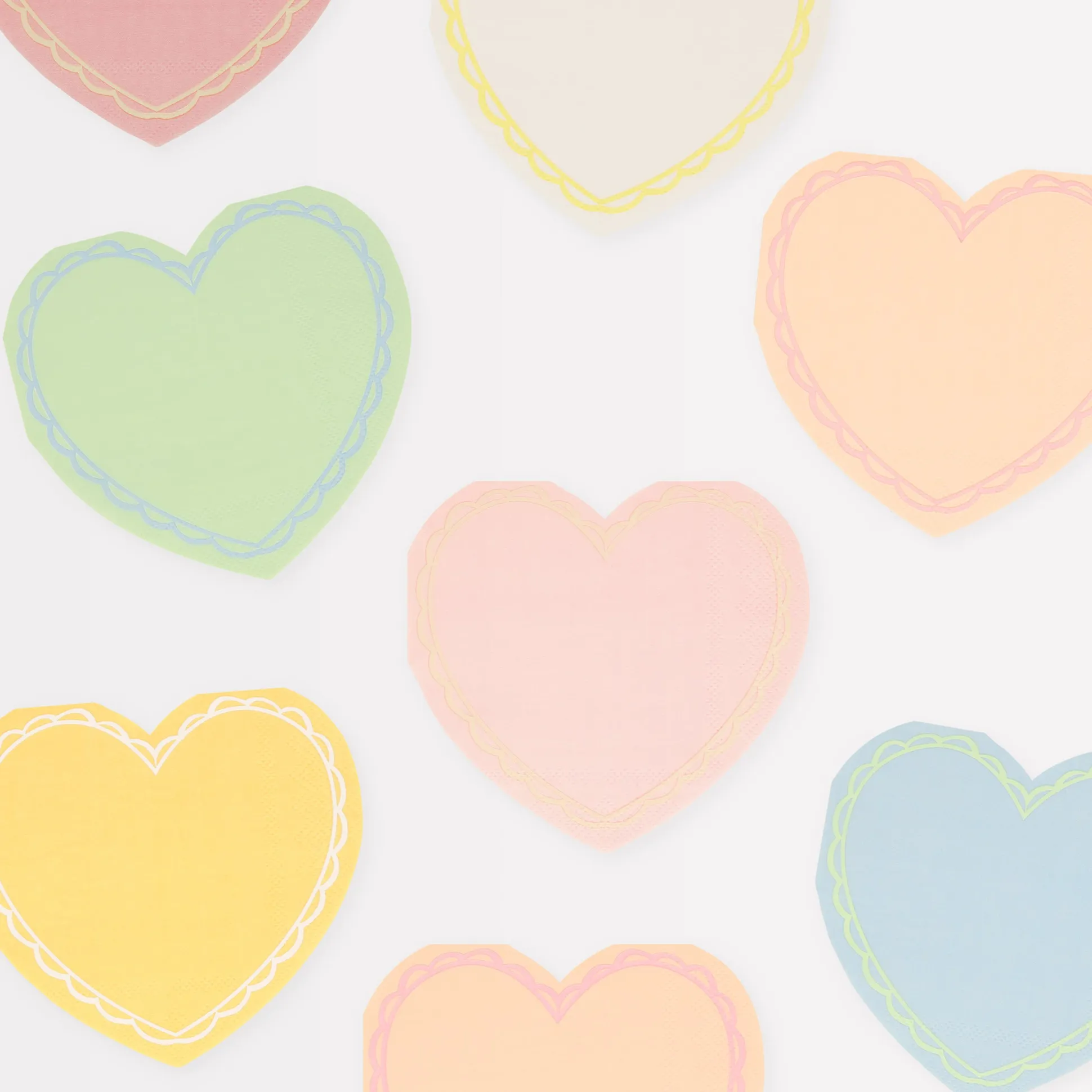Pastel Heart Small Napkins, Pack of 16