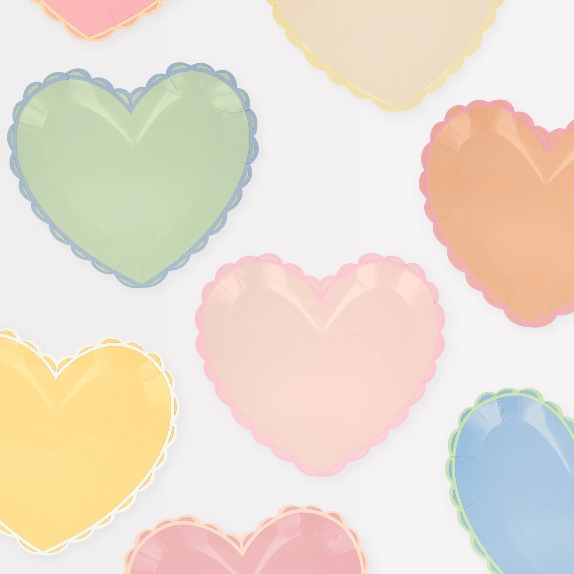 Pastel Heart Small Plates, Pack of 8