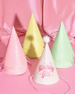 Pastel Party Hats - 13 glitter paper hats
