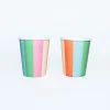 Pastel Striped Paper Cups, Pack of 12
