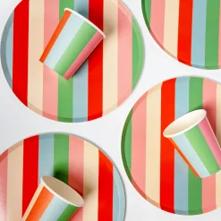 Pastel Striped Paper Cups, Pack of 12