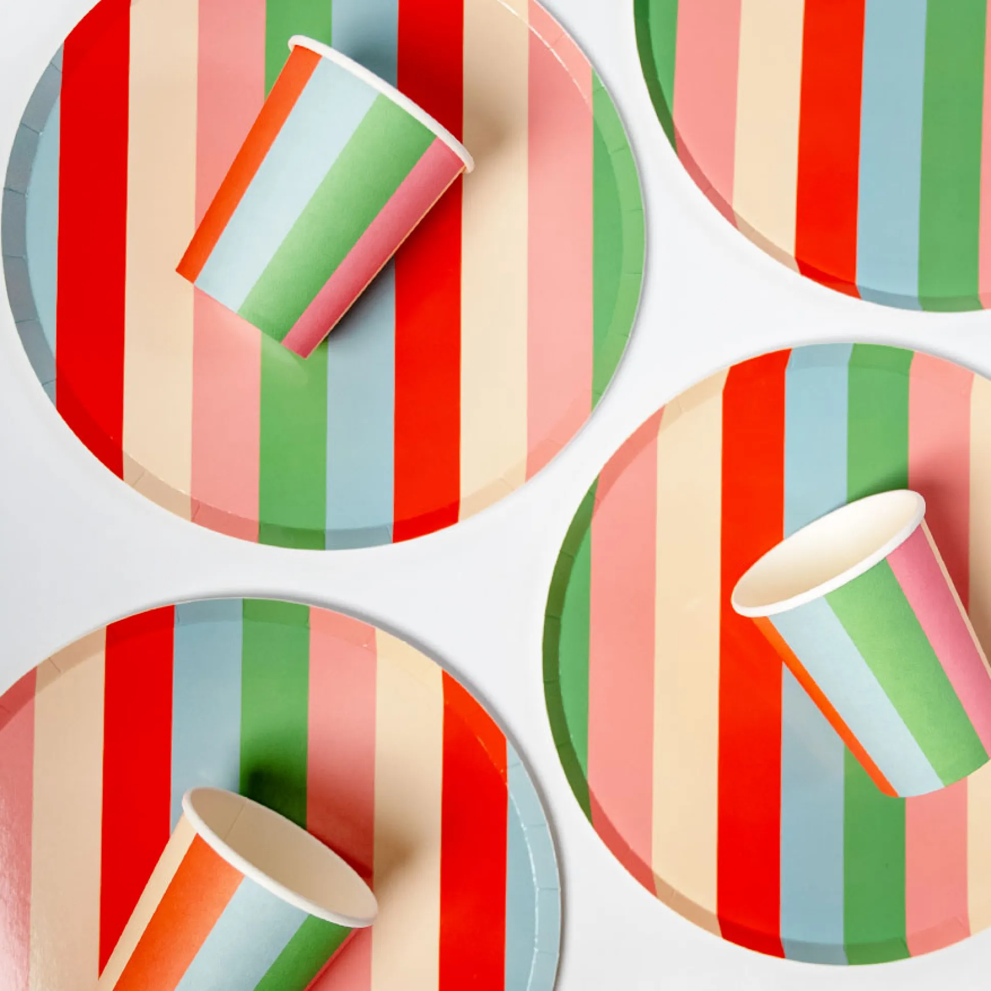 Pastel Striped Paper Cups, Pack of 12