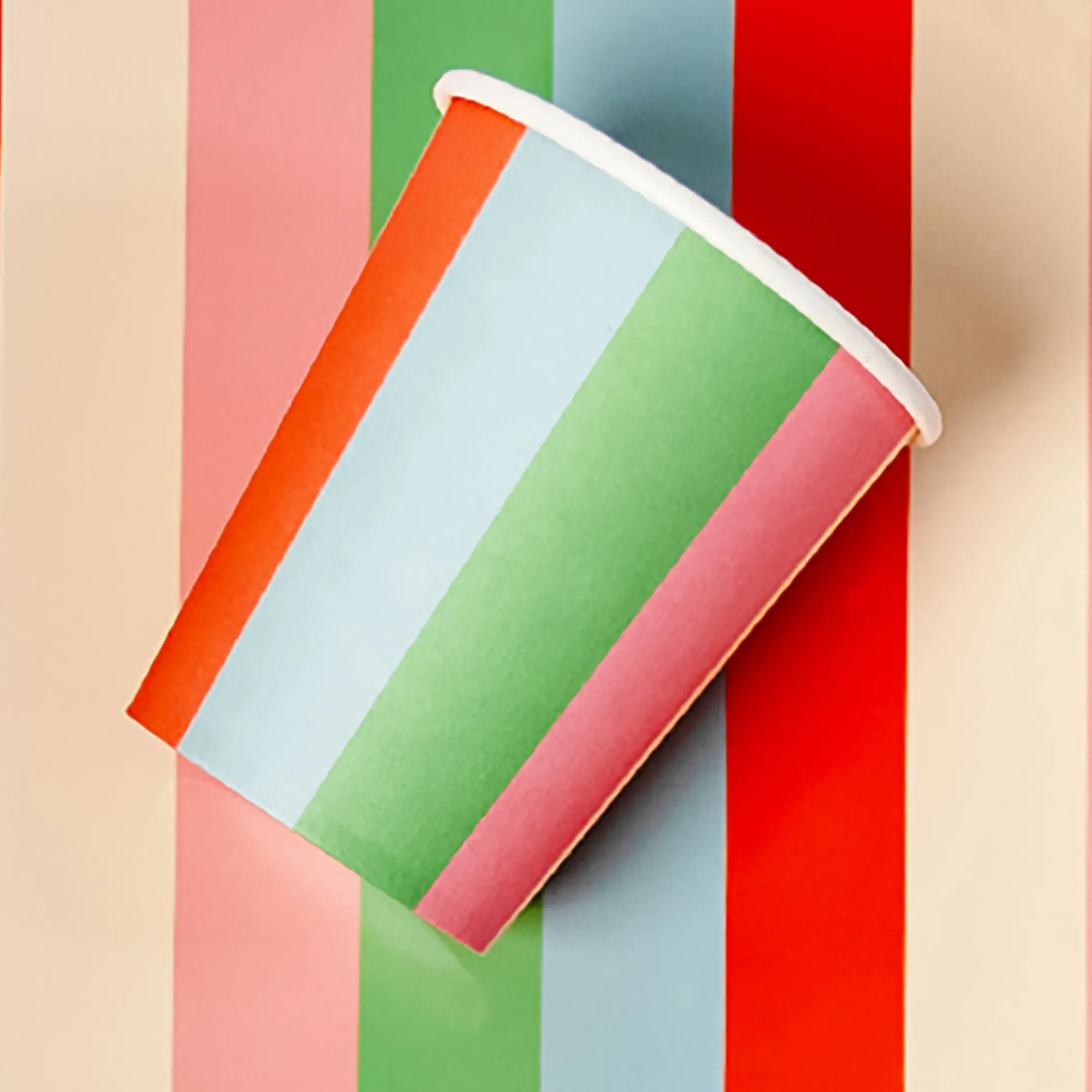 Pastel Striped Paper Cups, Pack of 12