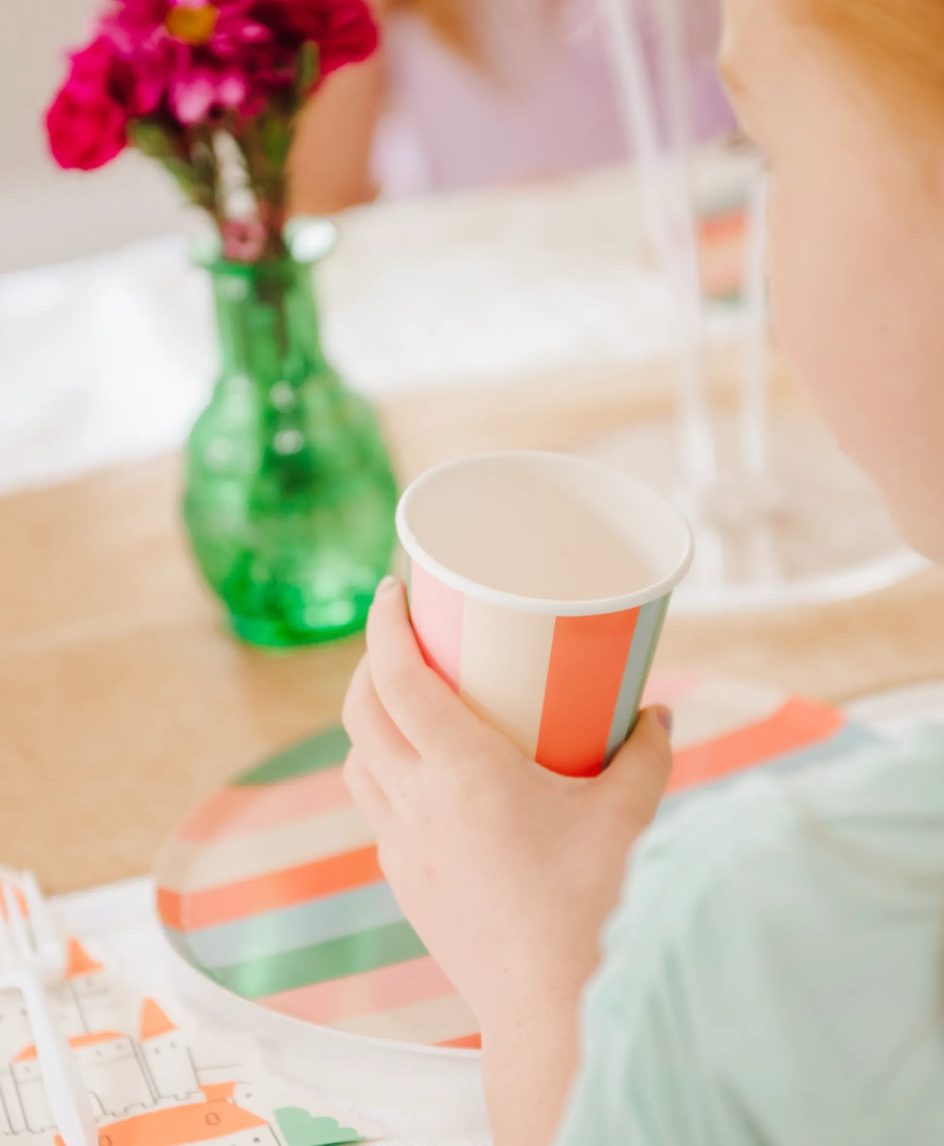 Pastel Striped Paper Cups, Pack of 12
