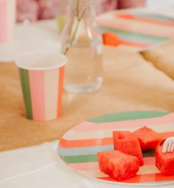Pastel Striped Paper Cups, Pack of 12