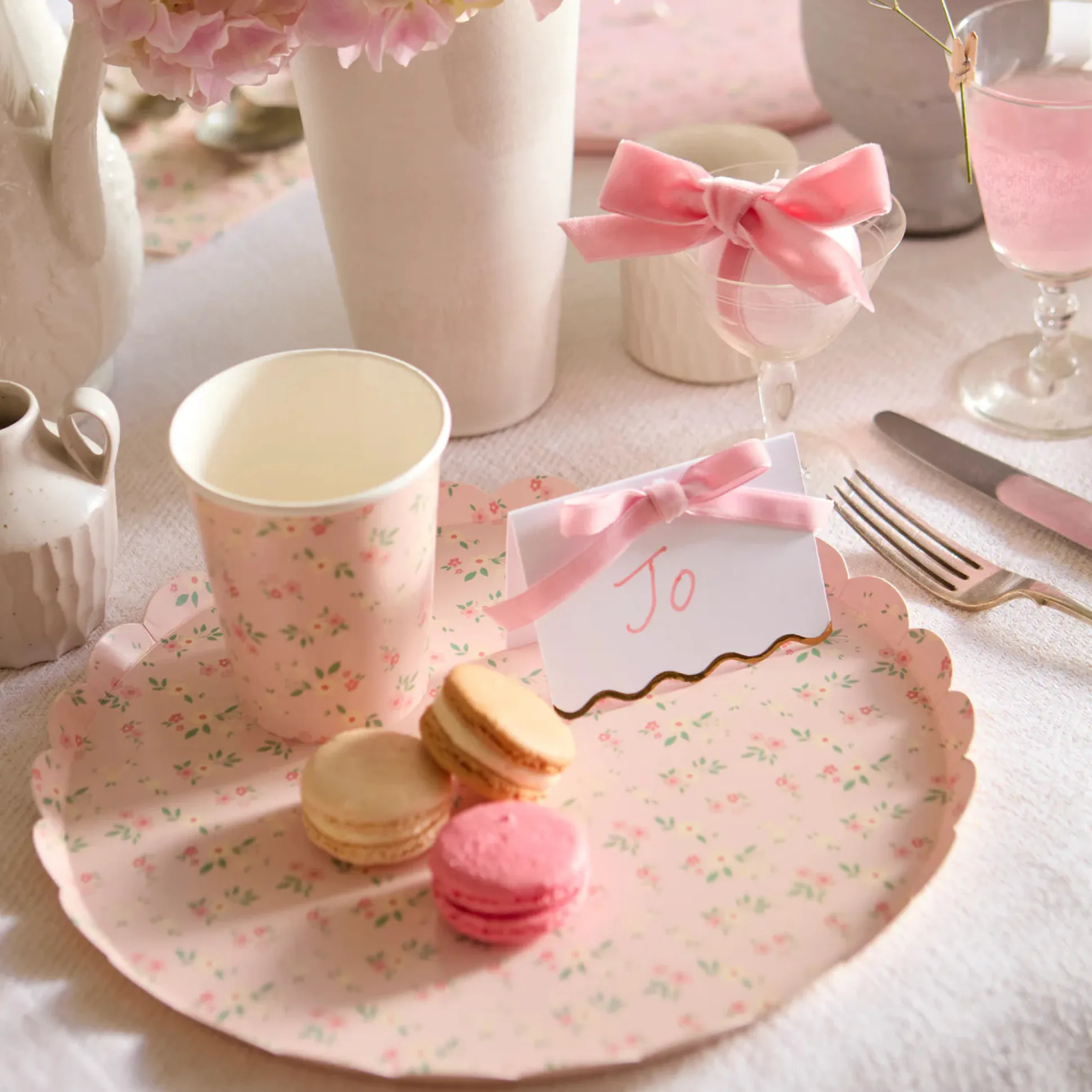 Pastel Velvet Bow Placecards, Pack of 6