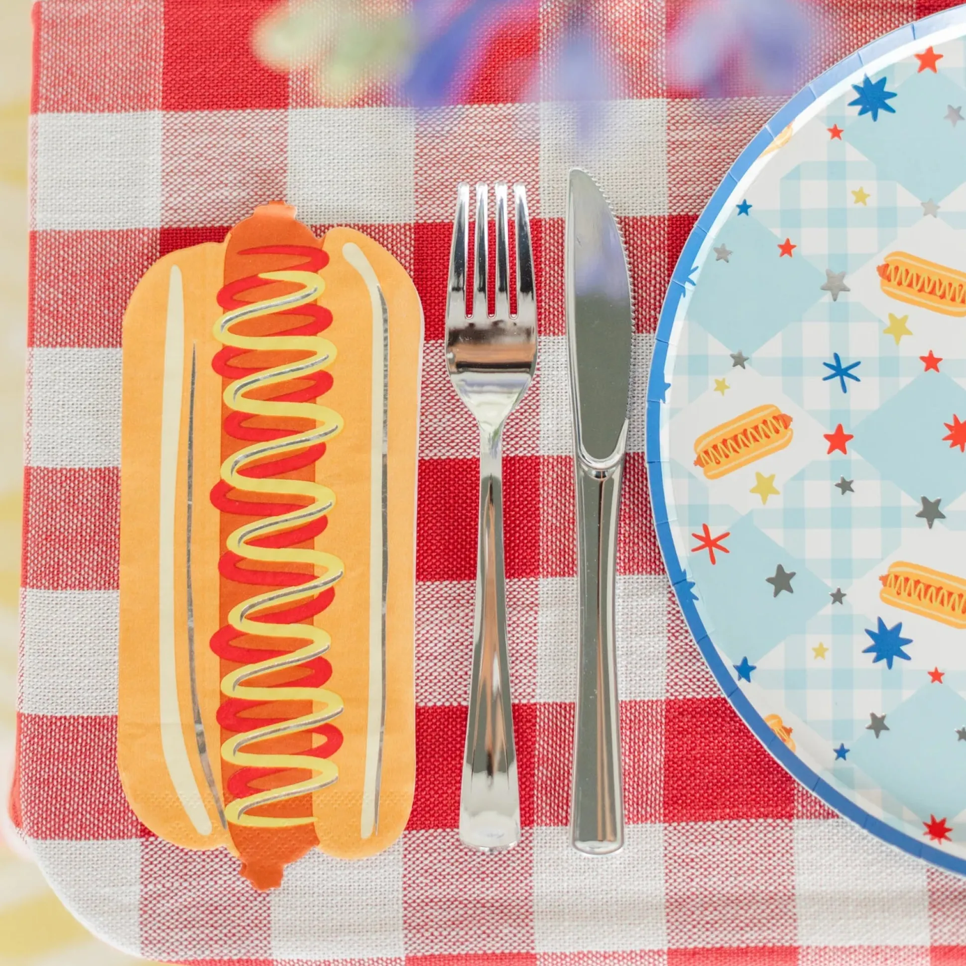 Patriotic Hot Dog Die-Cut Guest Napkins, Pack of 16