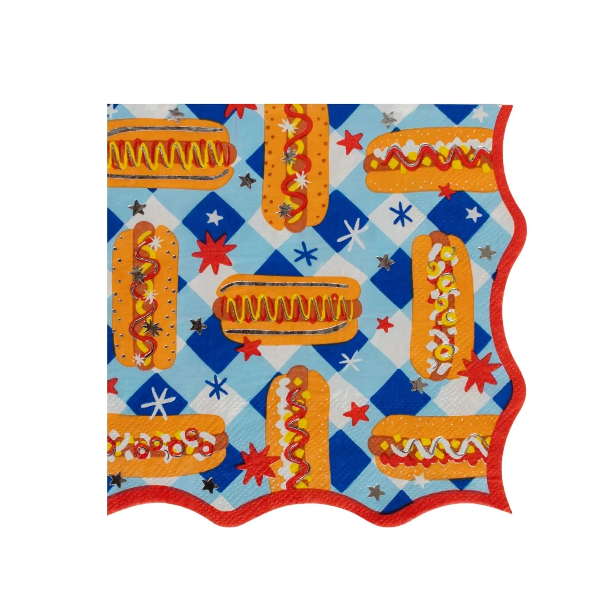 Patriotic Hot Dog Large Napkins, Pack of 16