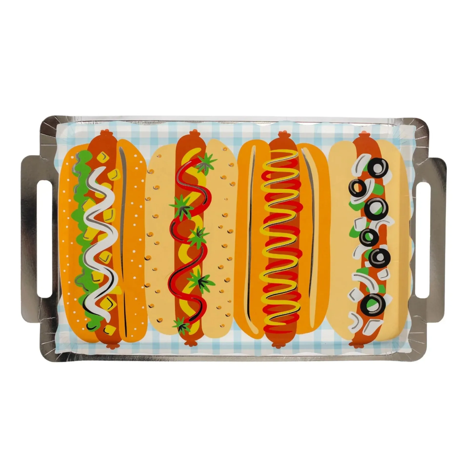 Patriotic Hot Dog Platter Shaped Plates, Pack of 8