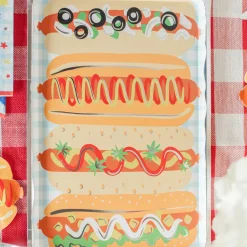 Patriotic Hot Dog Platter Shaped Plates, Pack of 8
