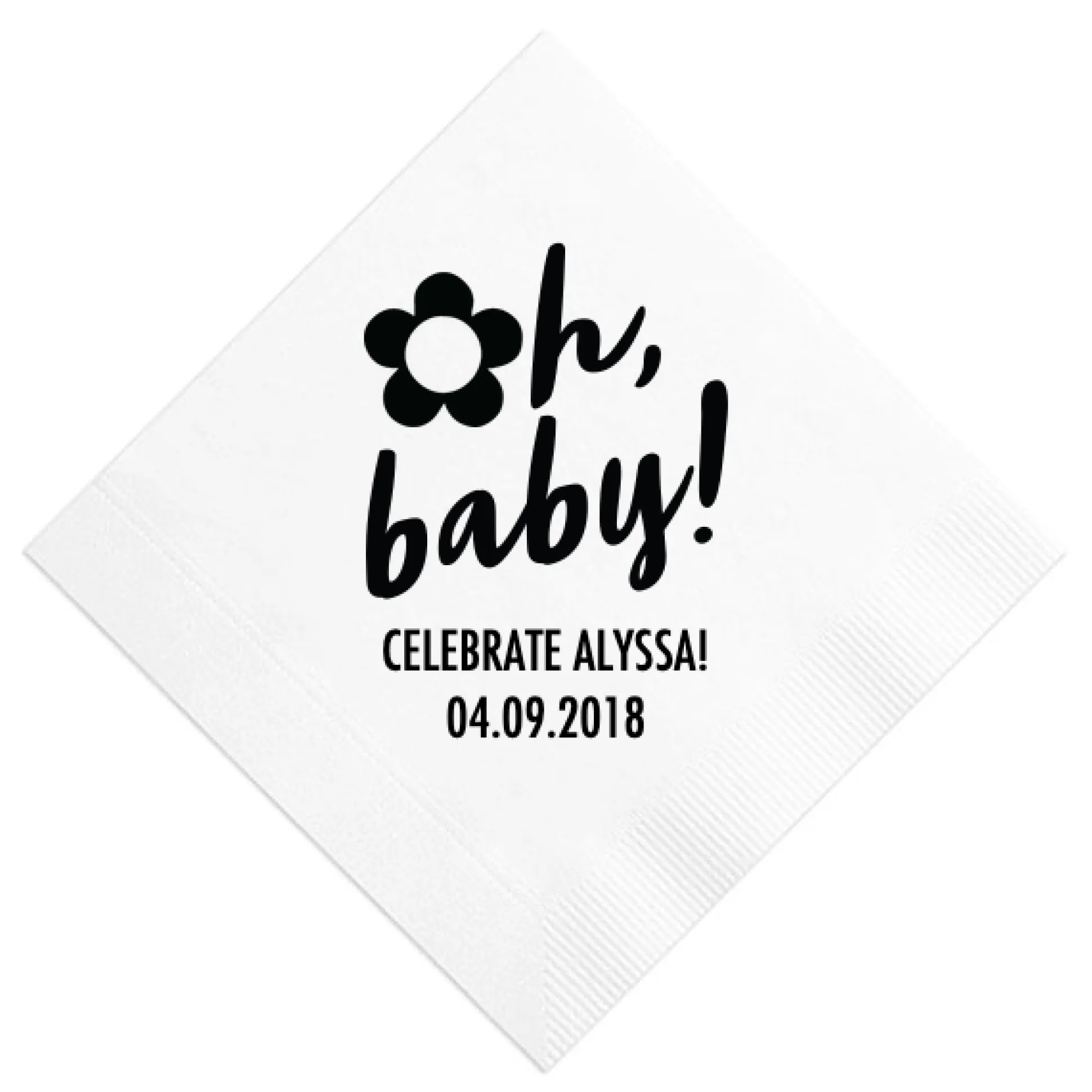 Personalized Oh Baby! Napkin, Black Foil