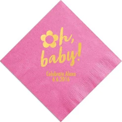Personalized Oh Baby! Napkin, Gold Foil