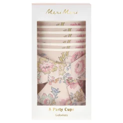 Pink Chintz Bow Cups, Set of 8