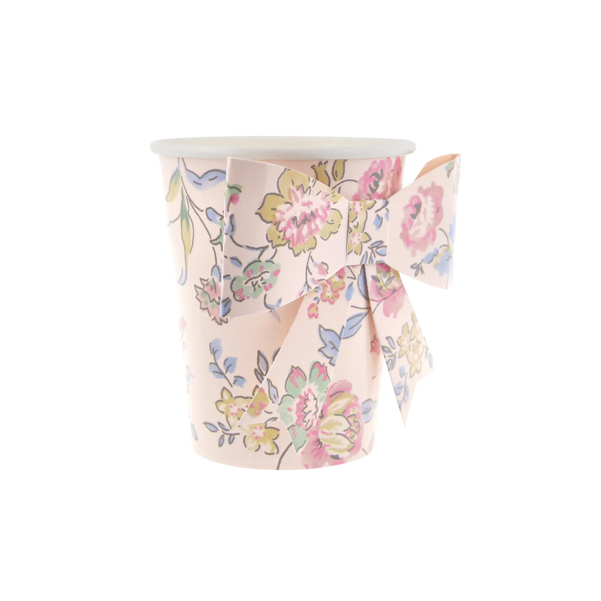 Pink Chintz Bow Cups, Set of 8