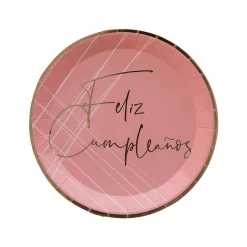 Pink Feliz Cumpleaño Dessert Plates, Pack of 8