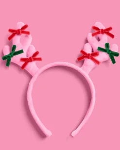 Pink Rein-dear Headband - stuffed velvet headband