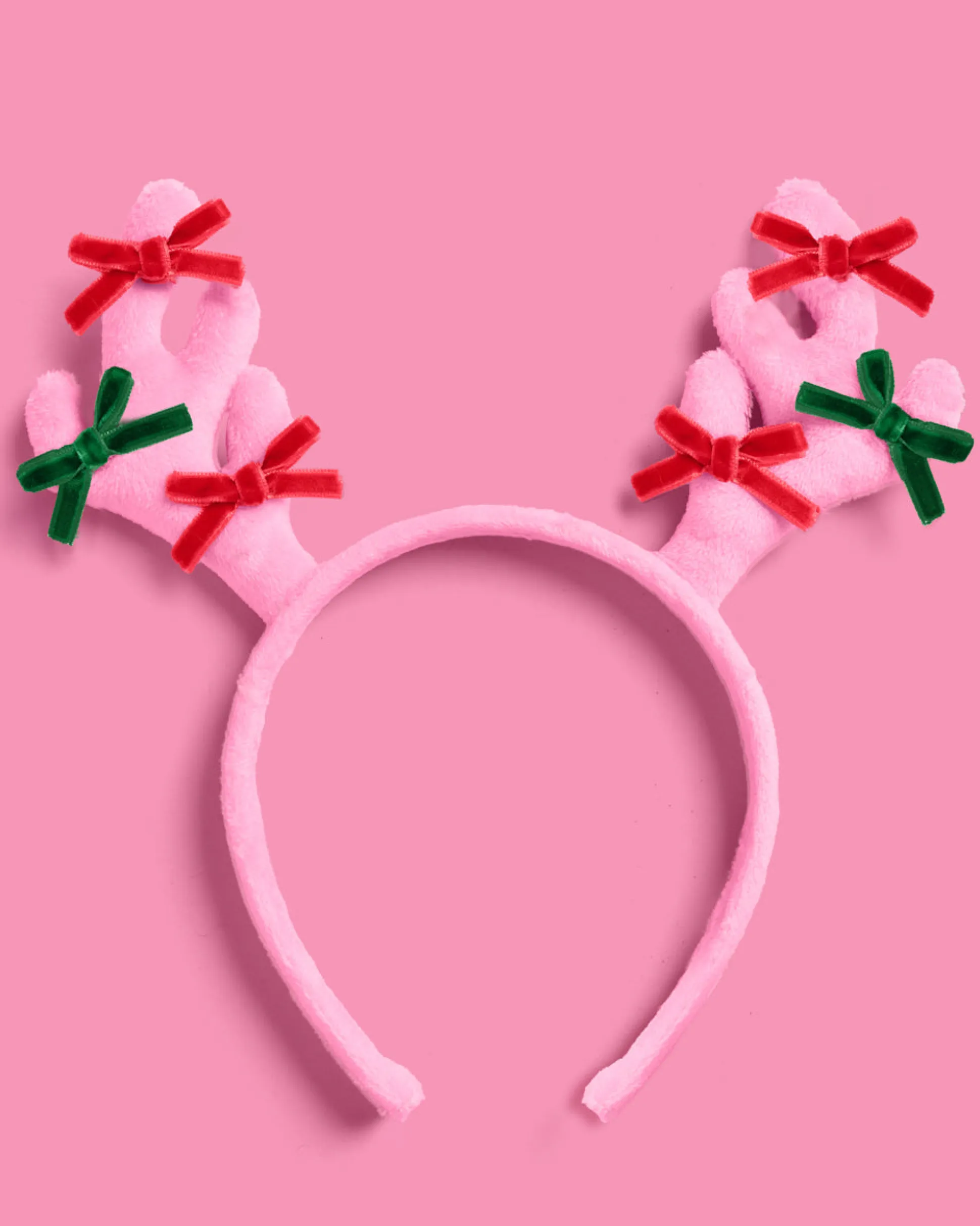 Pink Rein-dear Headband - stuffed velvet headband
