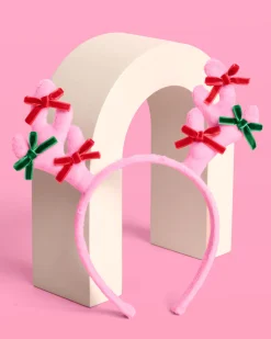 Pink Rein-dear Headband - stuffed velvet headband