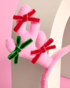 Pink Rein-dear Headband - stuffed velvet headband