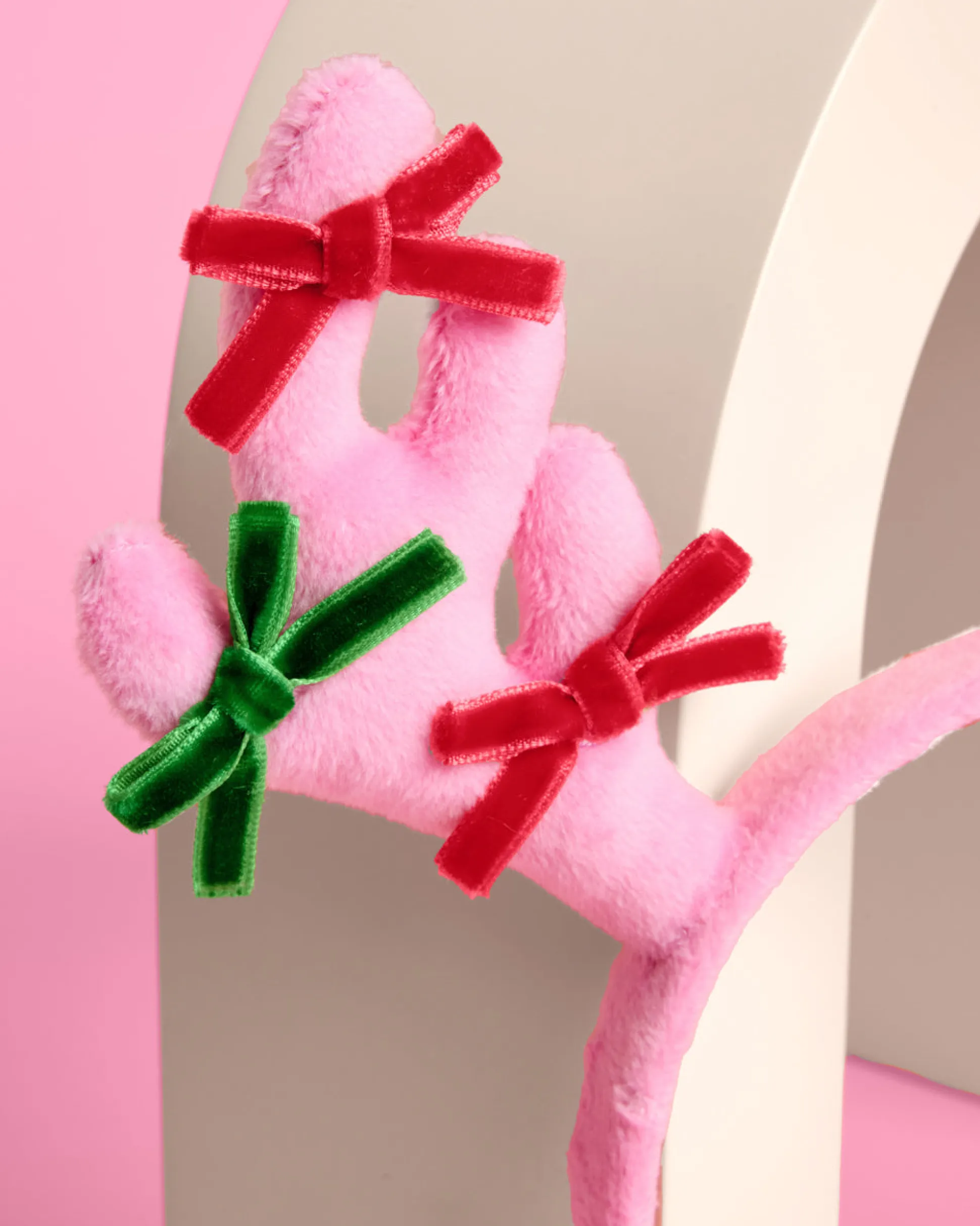 Pink Rein-dear Headband - stuffed velvet headband