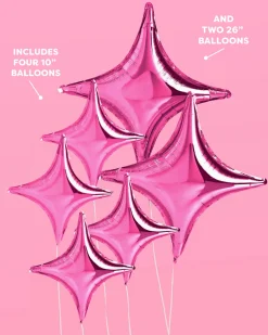 Pink Sparkle Balloon - 6 pc silver foil set