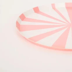 Pink Stripe Side Plates, Pack of 8