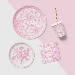 Pink Toile Large Plates, 10 per pack