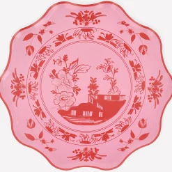 Pink Vintage Botanical Dinner Plates, Set of 8