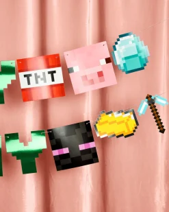 Pixel Mining Birthday Banner - mirrored green banner