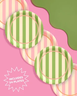 Pool Boy Plates - 24 striped paper plates