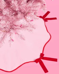 Pretty in Pink Tree Skirt - wavy tree skirt w. bows