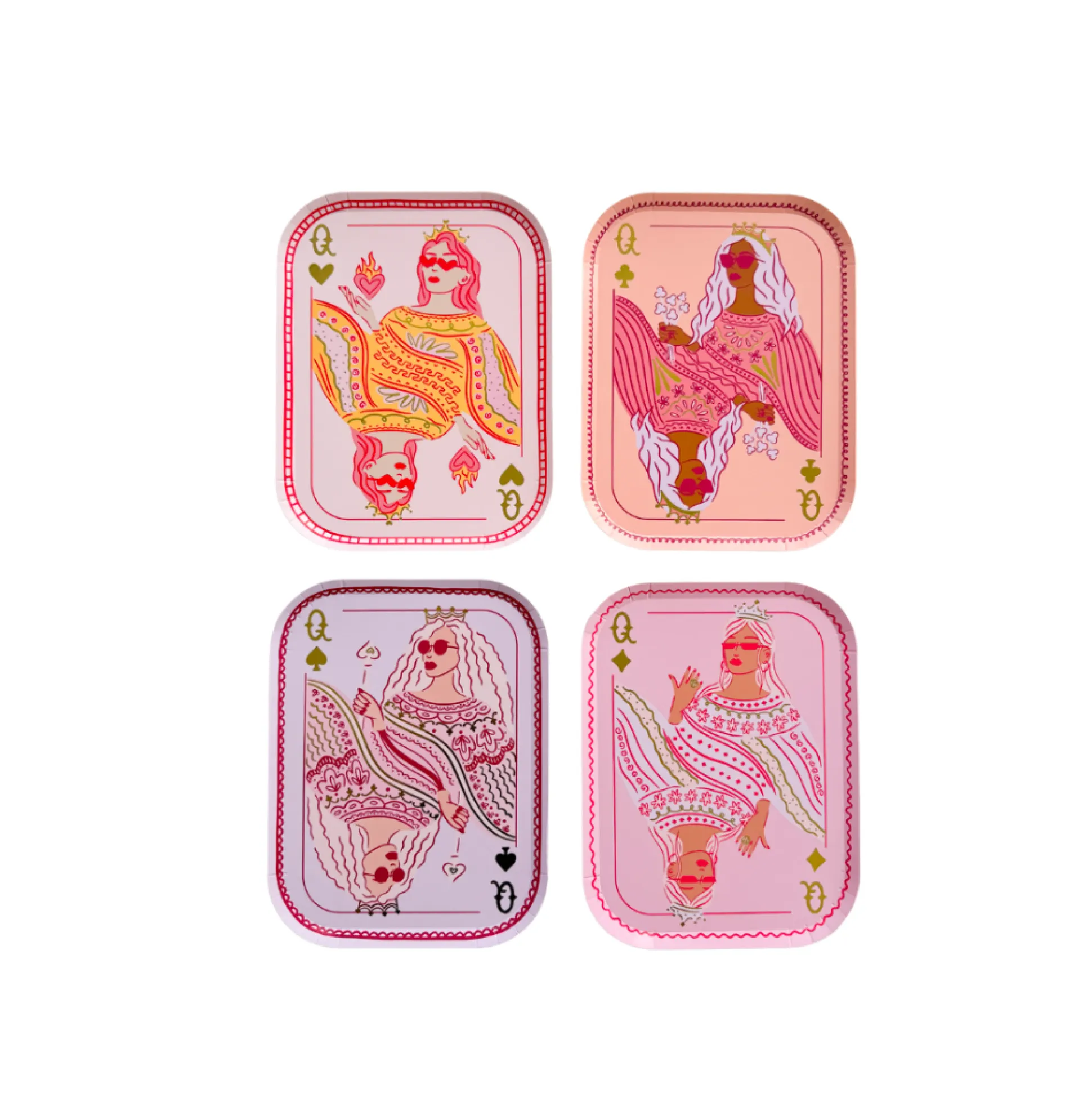 Queens Card Dinner Plates, Pack of 8