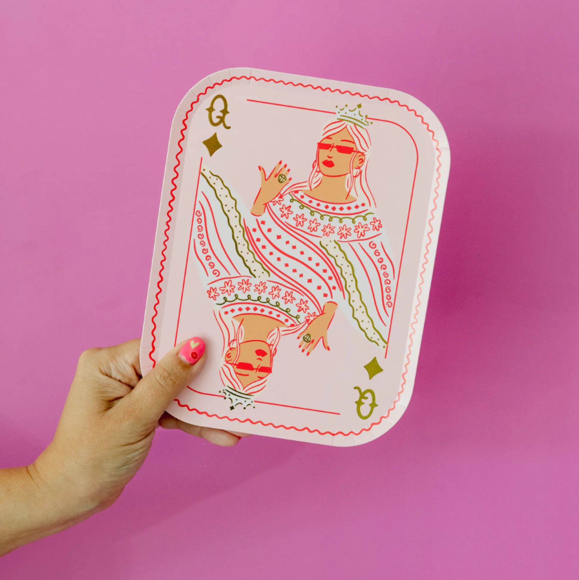 Queens Card Dinner Plates, Pack of 8