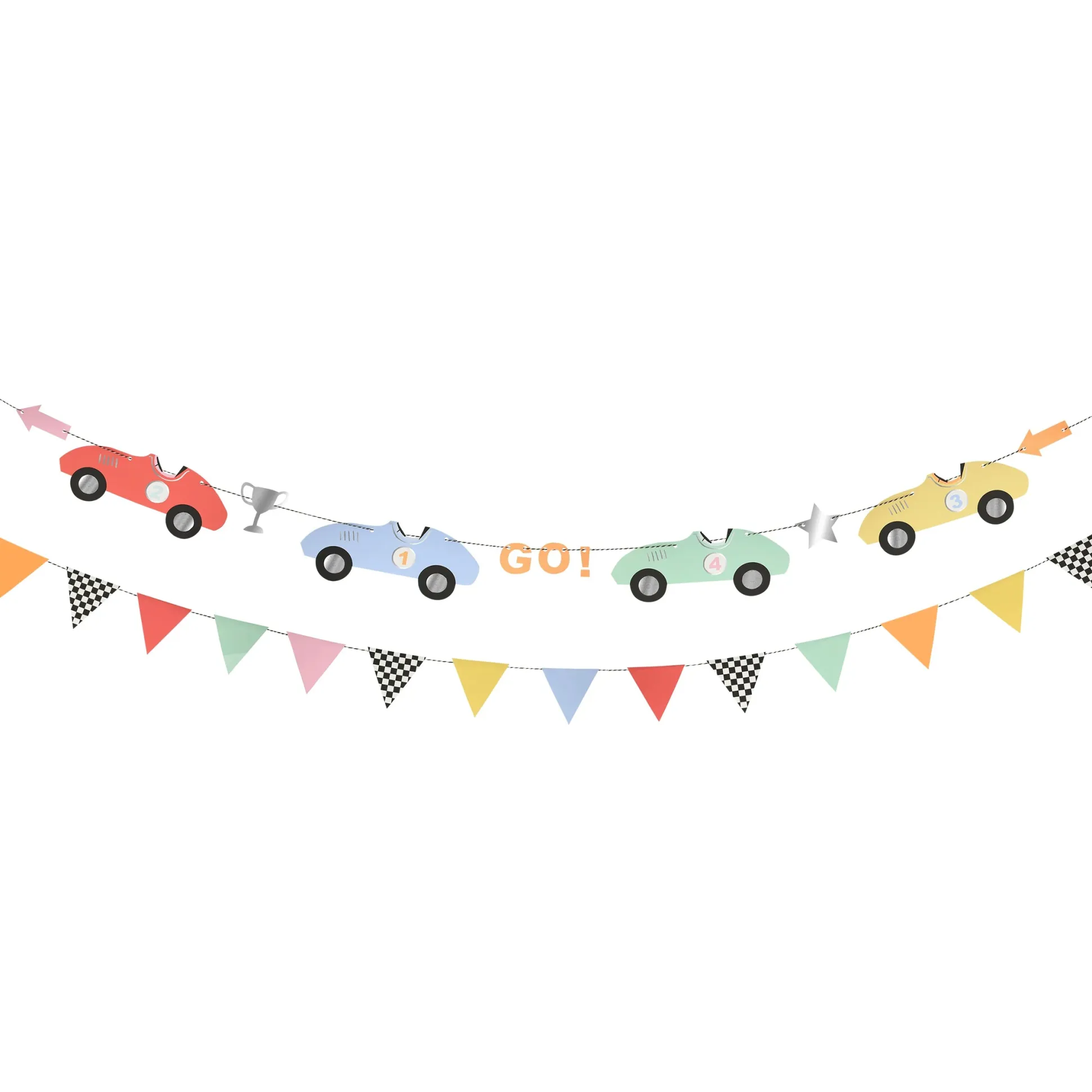 6' Race Cars Garland