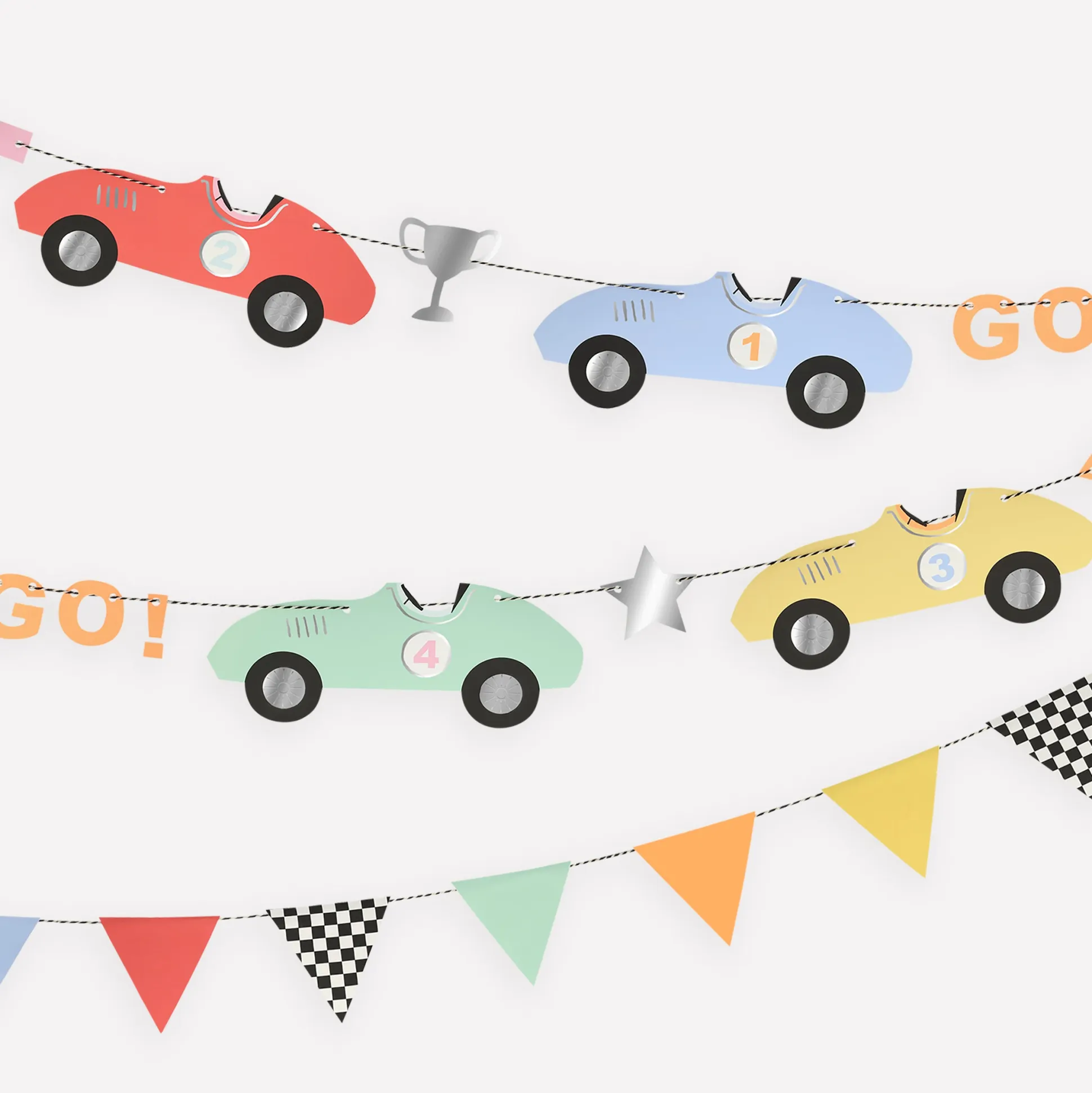 6' Race Cars Garland