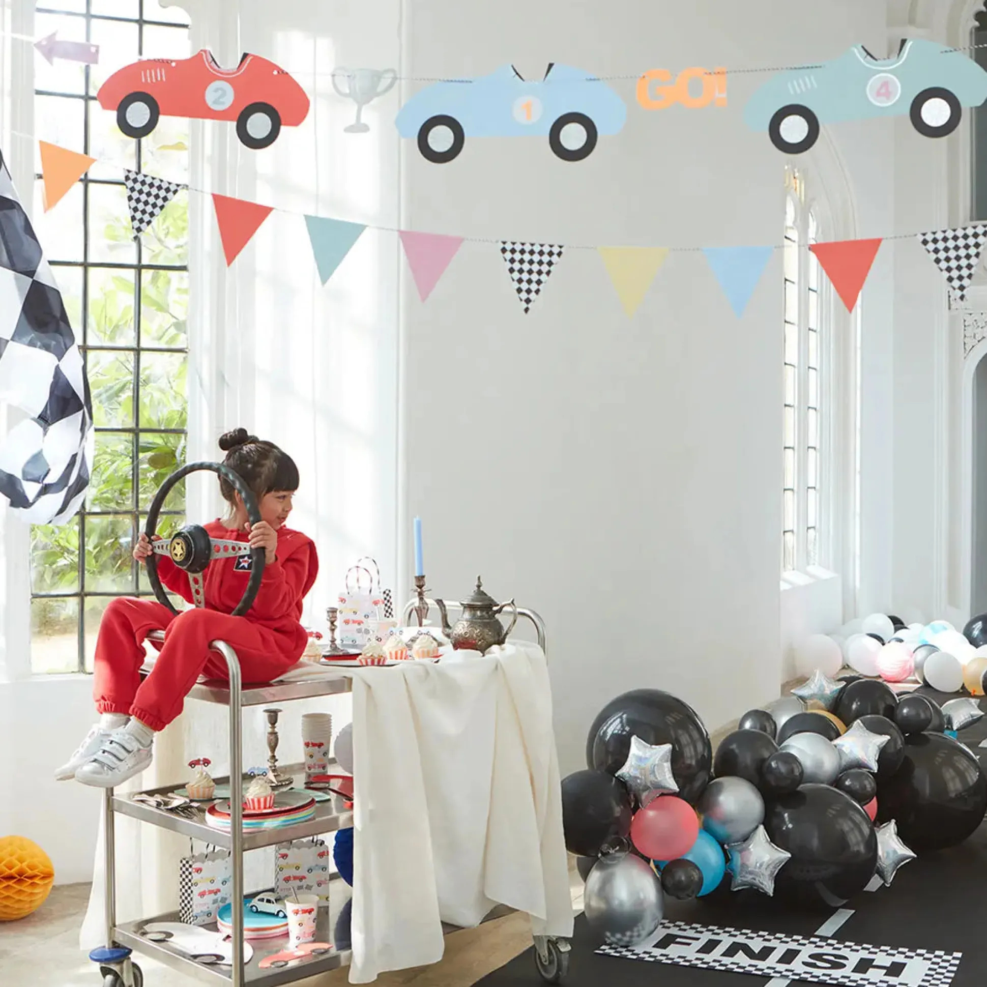 6' Race Cars Garland