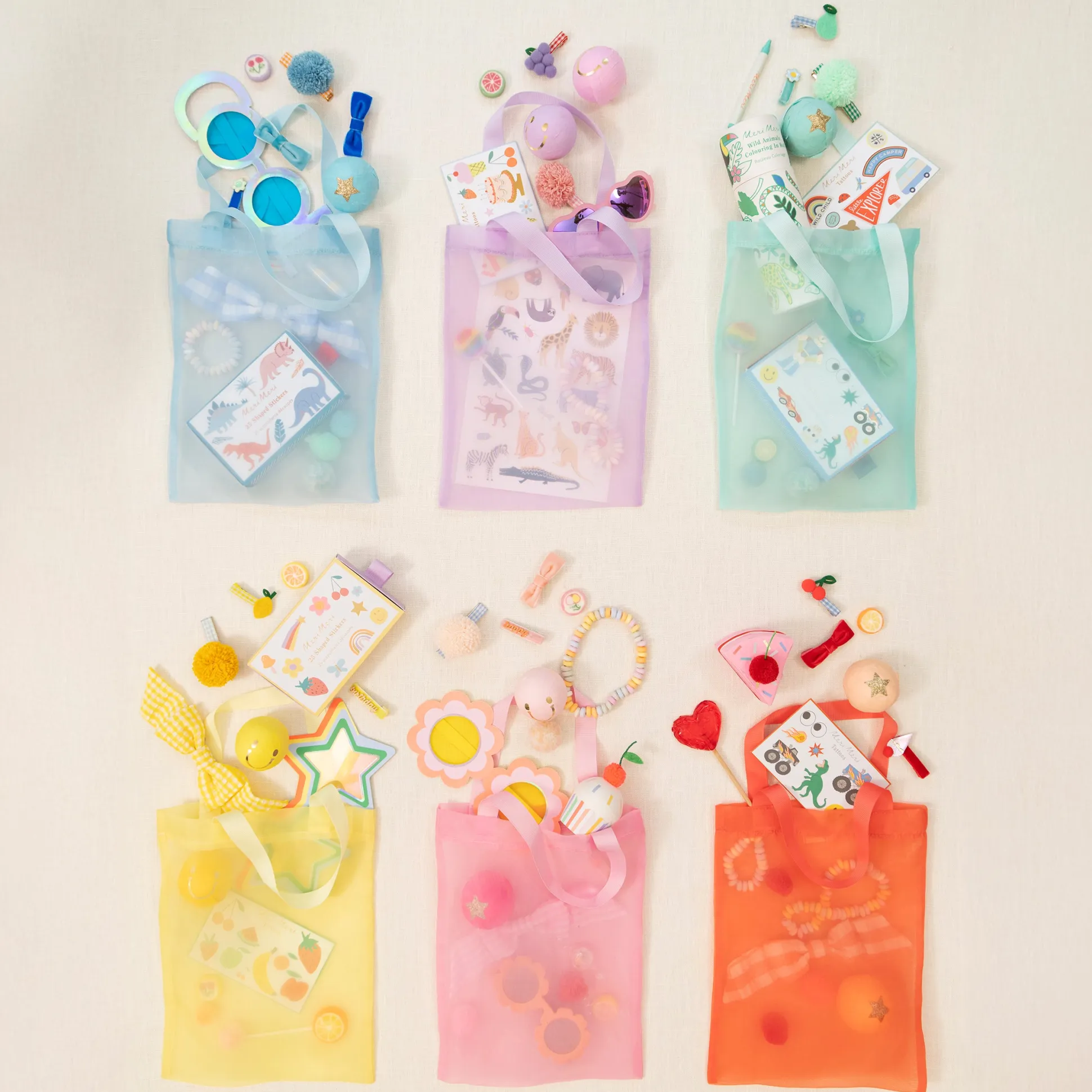 Rainbow Organza Party Bags (x 6)