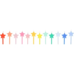 Rainbow Star Candles, Pack of 12