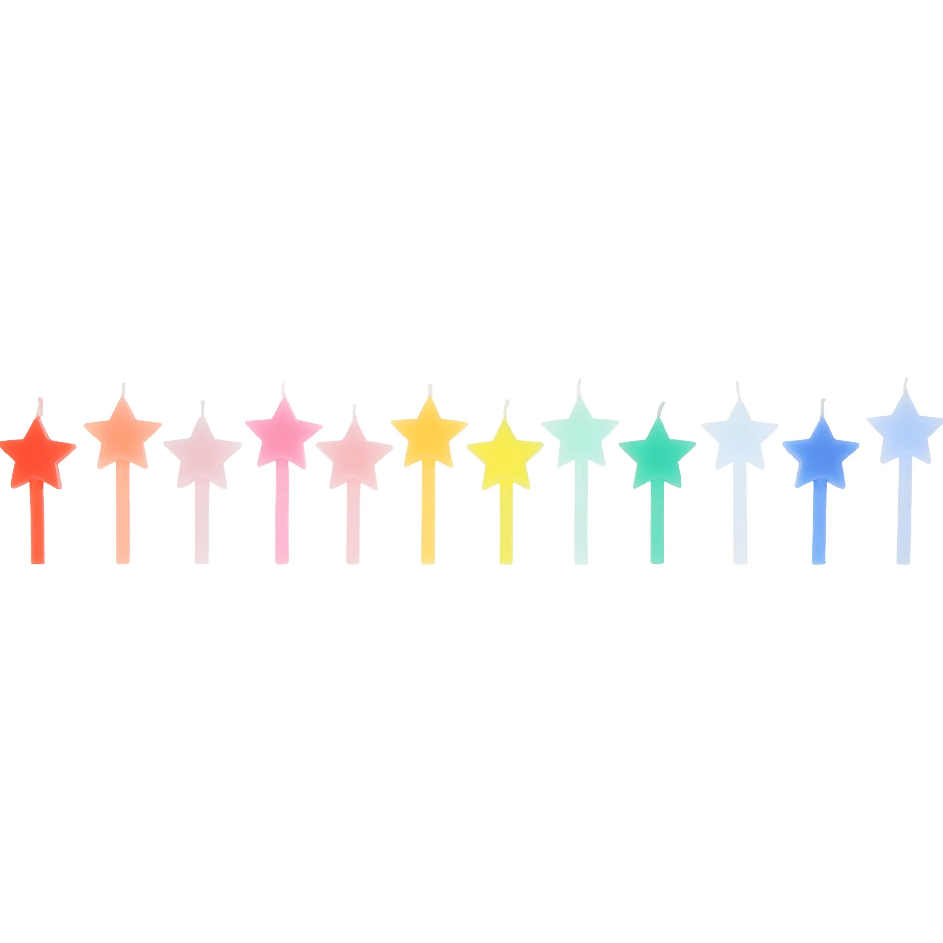 Rainbow Star Candles, Pack of 12