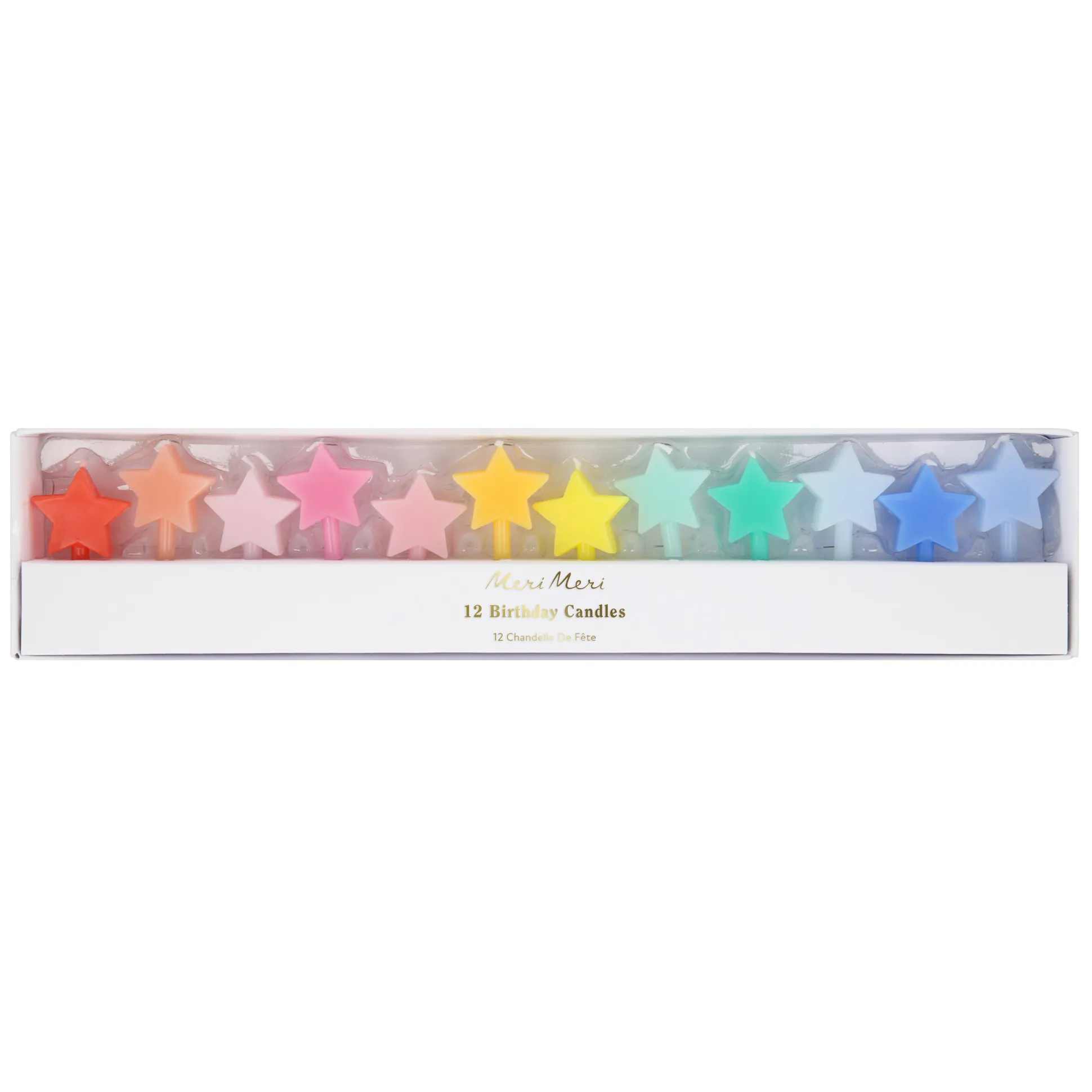 Rainbow Star Candles, Pack of 12