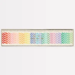 Rainbow Striped Mini Candles, Pack of 50