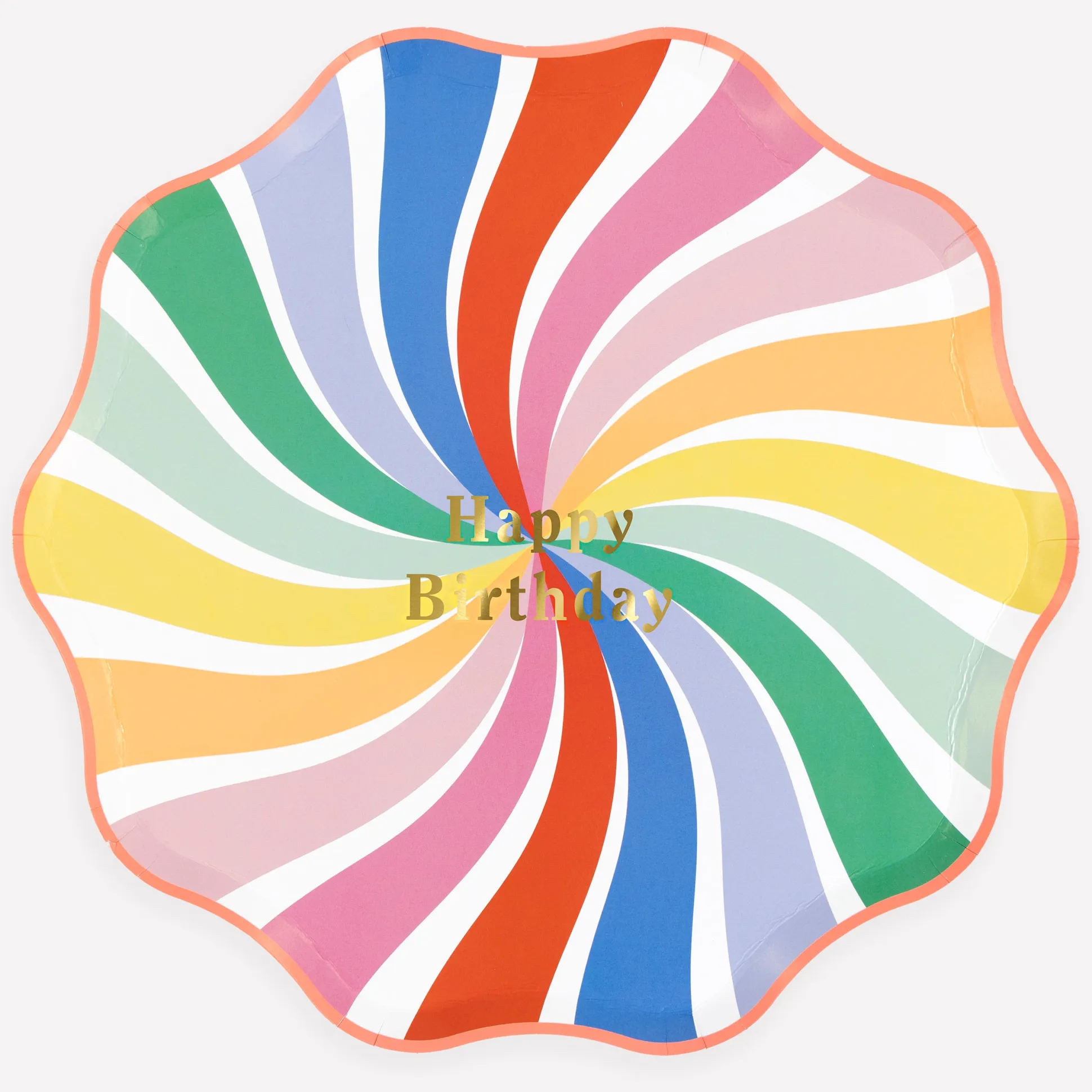 Rainbow Swirl Happy Birthday Dinner Plates (x 8)