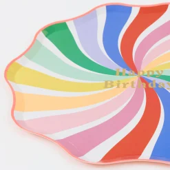 Rainbow Swirl Happy Birthday Dinner Plates (x 8)