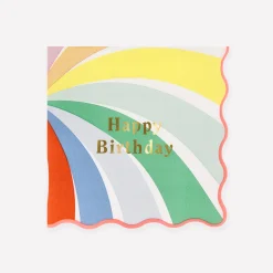 Rainbow Swirl Happy Birthday Large Napkins (x 16)