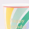 Rainbow Swirl Happy Birthday Cups (x 8)
