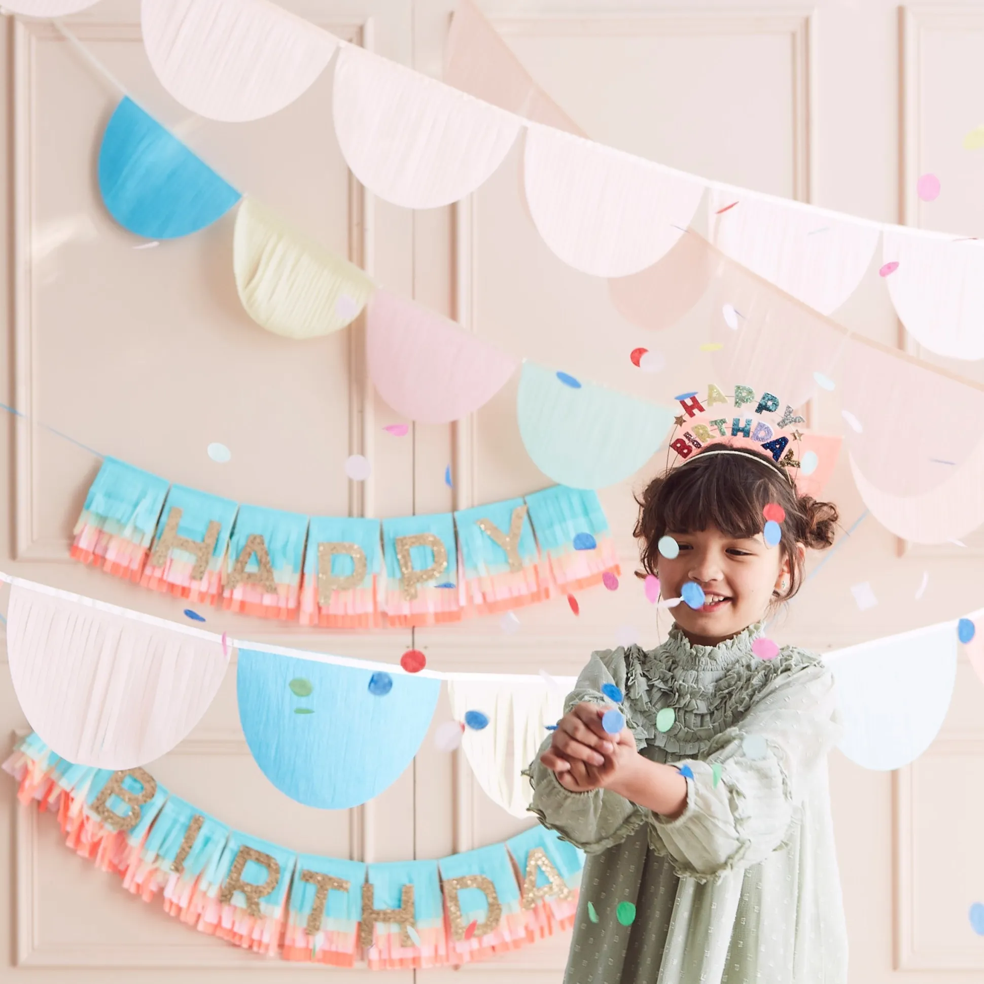 Rainbow Tissue Paper Scallop Garlands