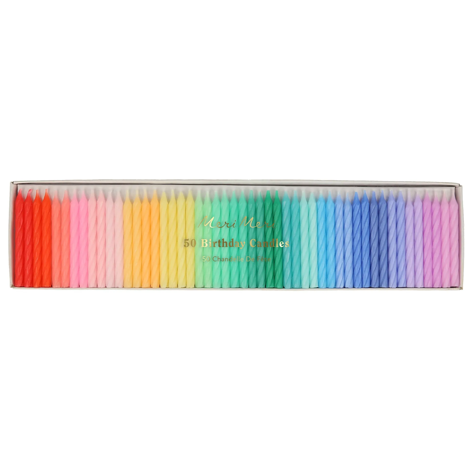 Rainbow Twisted Mini Candles, Pack of 50